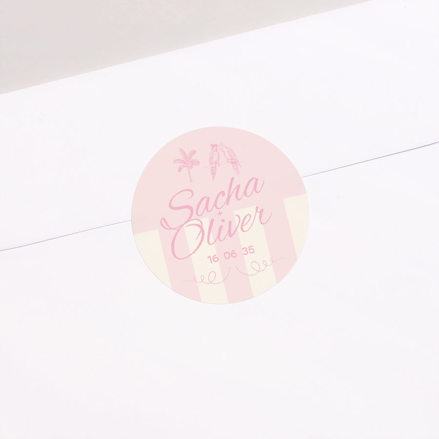 Sticker Hochzeit Rund Liebesvögel foto