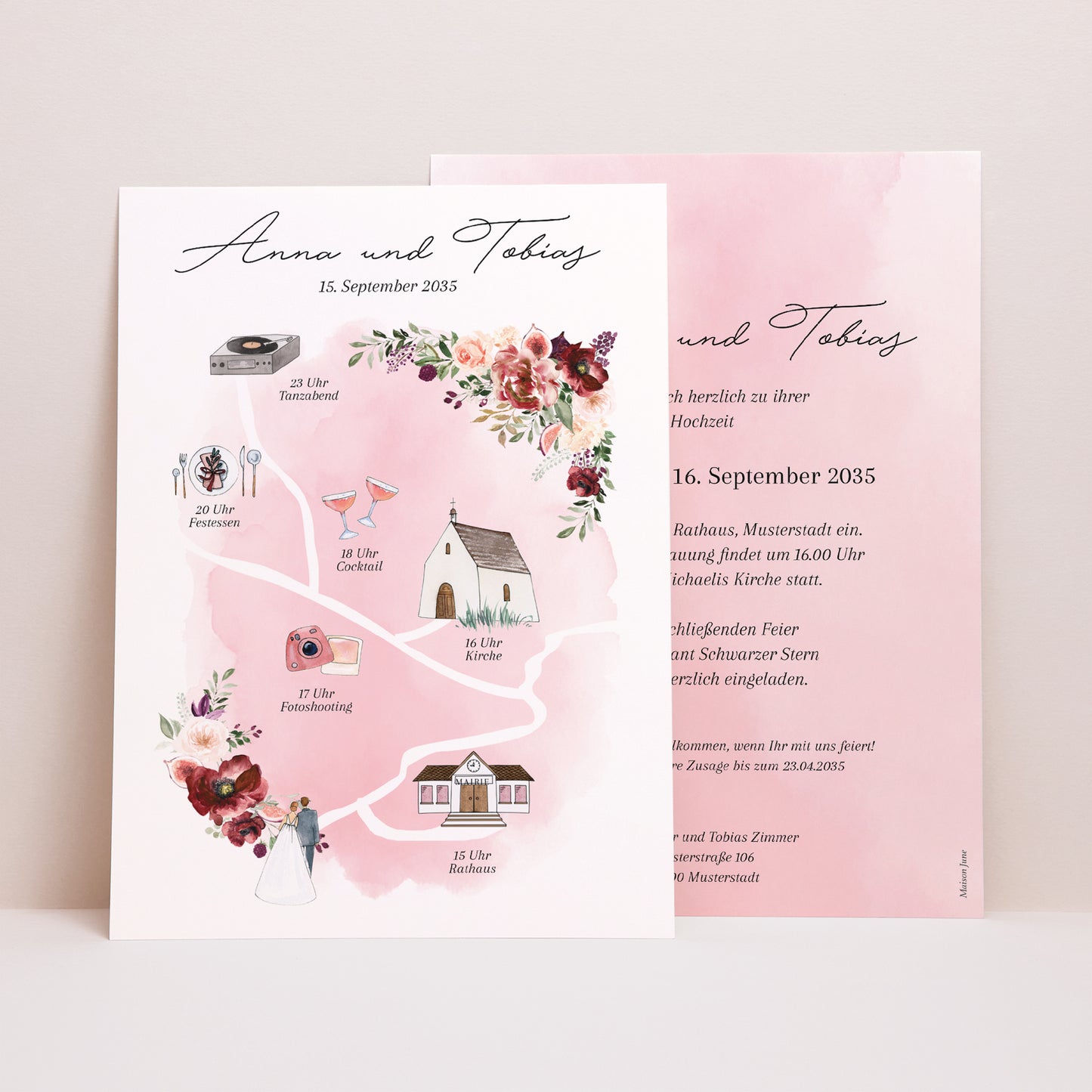 Hochzeitseinladung Porträt Die Route des Glücks foto N° 1