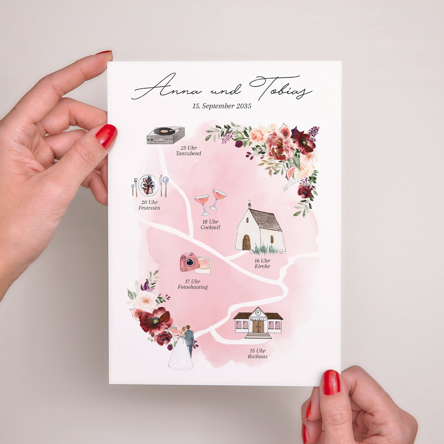 Hochzeitseinladung Porträt Die Route des Glücks foto N° 2