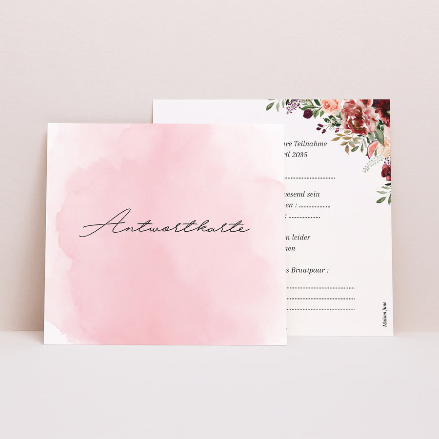 Antwortkarte Hochzeit Quadrat Die Route des Glücks foto