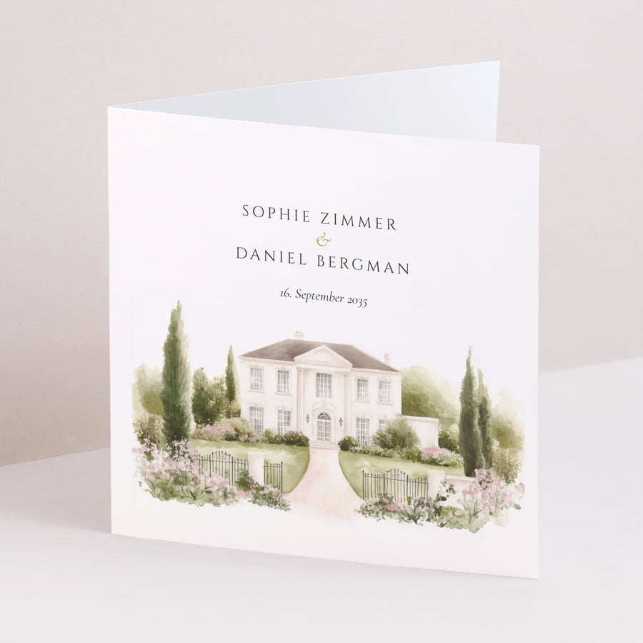 Hochzeitseinladung Doppelflügelfenster Das Etui des Domaine foto