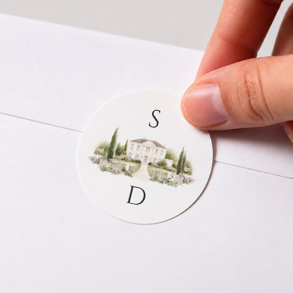 Sticker Hochzeit Rund Das Etui des Domaine foto
