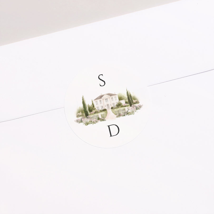 Sticker Hochzeit Rund Das Etui des Domaine foto