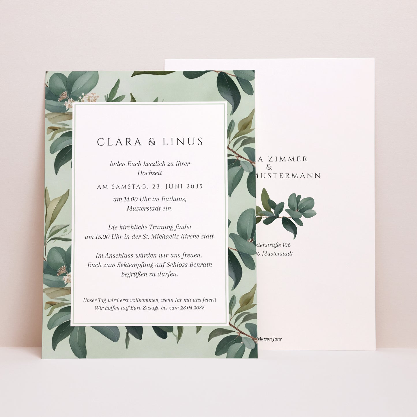 Hochzeitseinladung Porträt Liebesrand foto N° 1