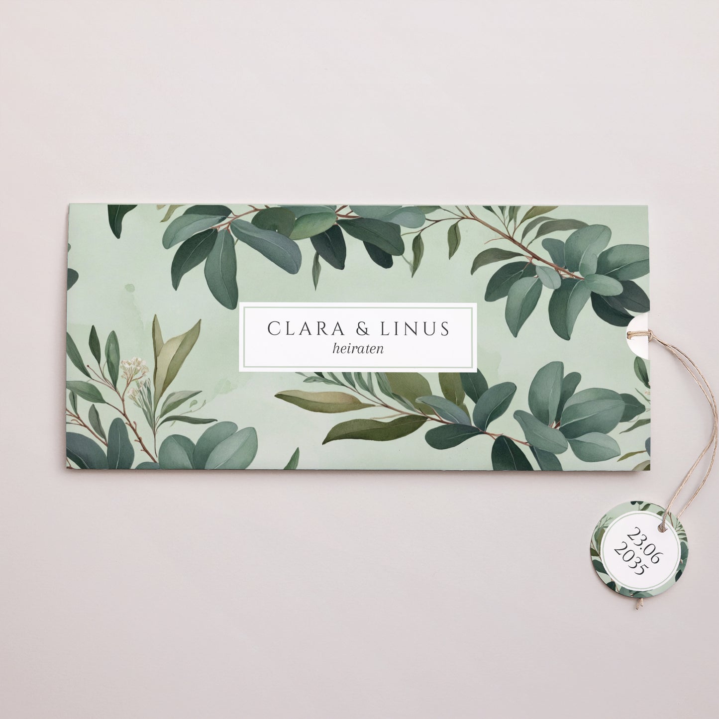 Hochzeitseinladung Mappe 2 Karten, Etikett Liebesrand foto N° 1