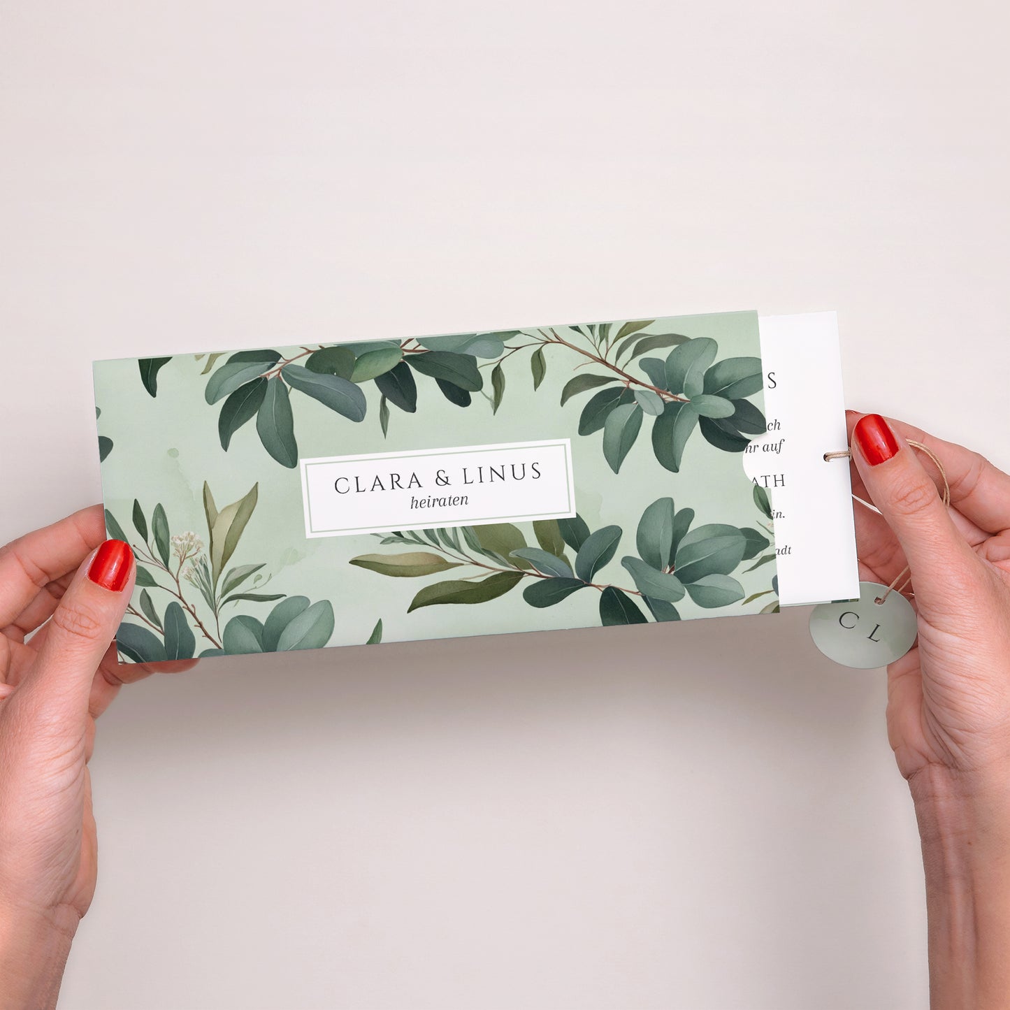 Hochzeitseinladung Mappe 2 Karten, Etikett Liebesrand foto N° 2