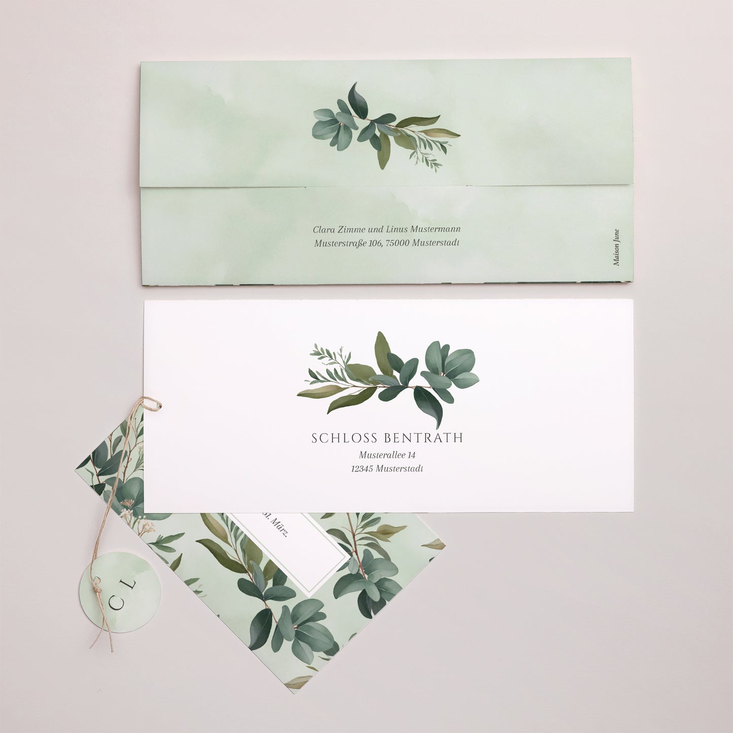 Hochzeitseinladung Mappe 2 Karten, Etikett Liebesrand foto N° 4