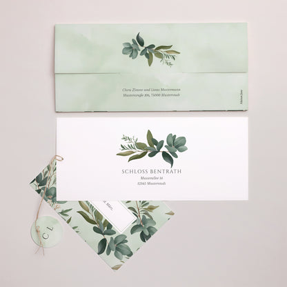 Hochzeitseinladung Mappe 2 Karten, Etikett Liebesrand foto N° 4