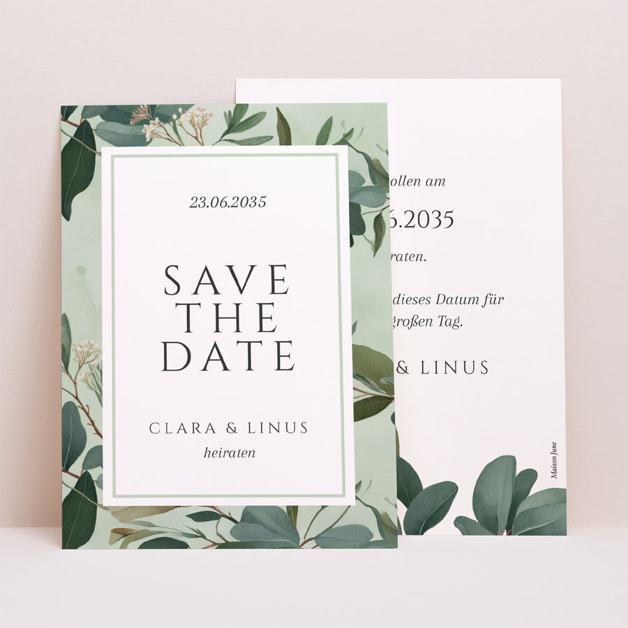 Save the date Karte Hochzeit Porträt Liebesrand foto