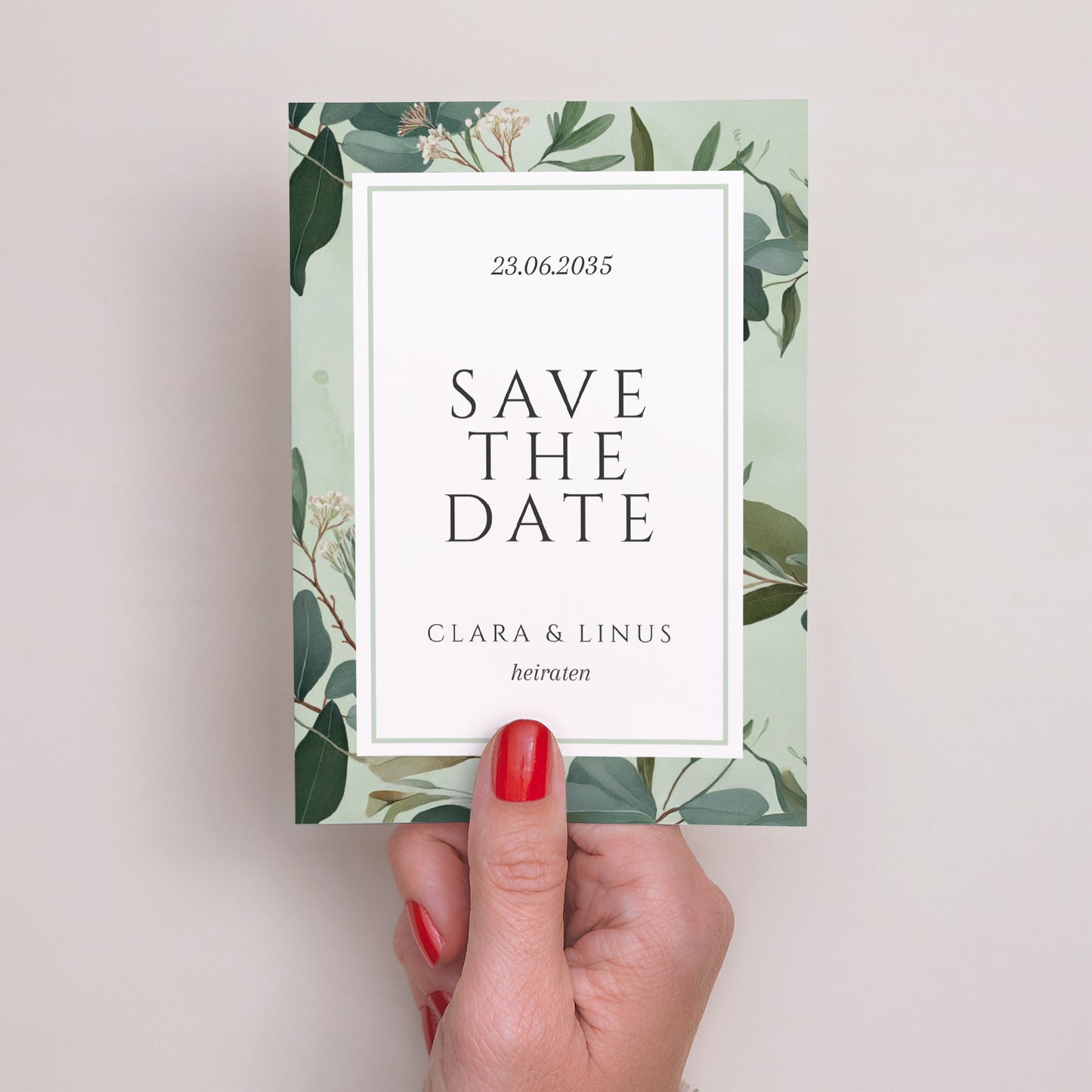 Save the date Karte Hochzeit Porträt Liebesrand foto N° 2