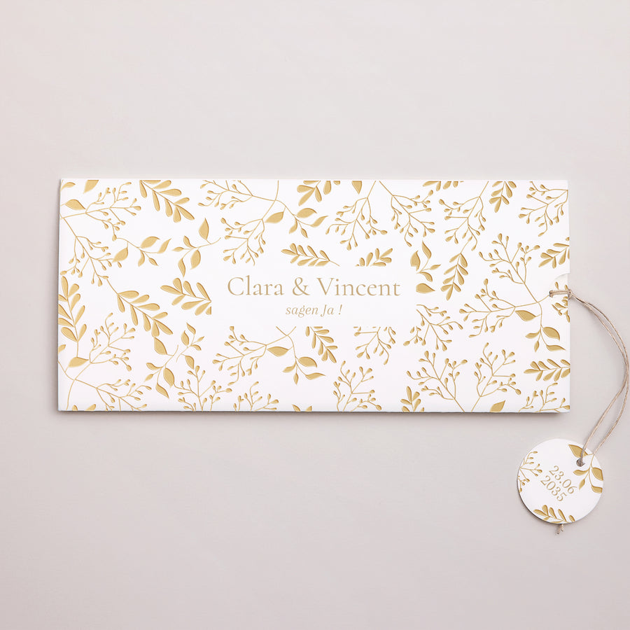 Hochzeitseinladung Mappe 2 Karten, Etikett Aurora Botanica foto