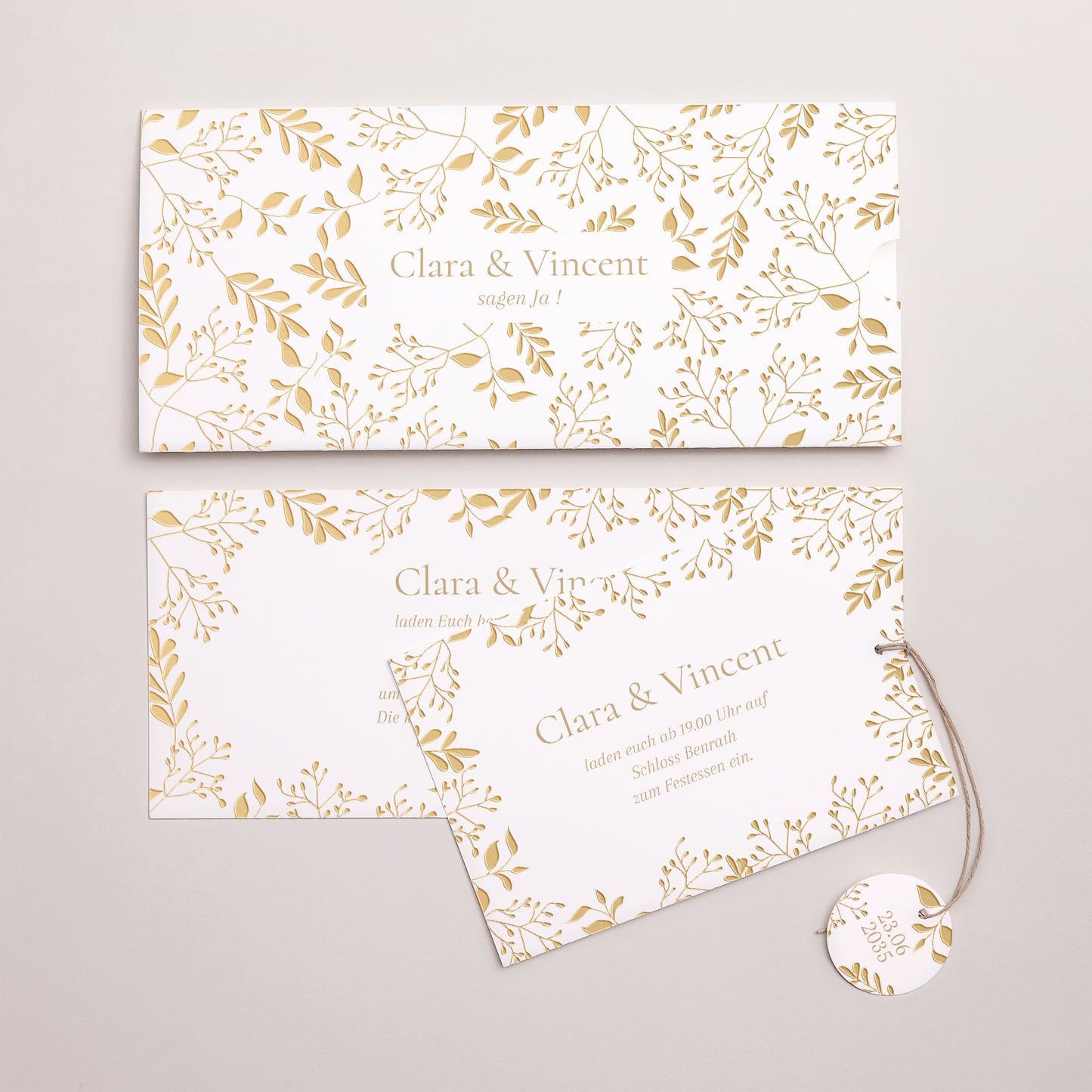 Hochzeitseinladung Mappe 2 Karten, Etikett Aurora Botanica foto N° 3