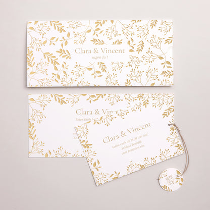 Hochzeitseinladung Mappe 2 Karten, Etikett Aurora Botanica foto N° 3