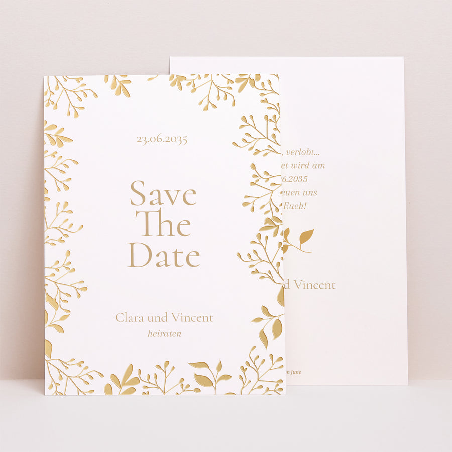Save the date Karte Hochzeit Porträt Aurora Botanica foto