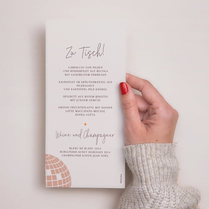 Menükarte Hochzeit Panoramatisches Porträt Disco-Kugel foto N° 3