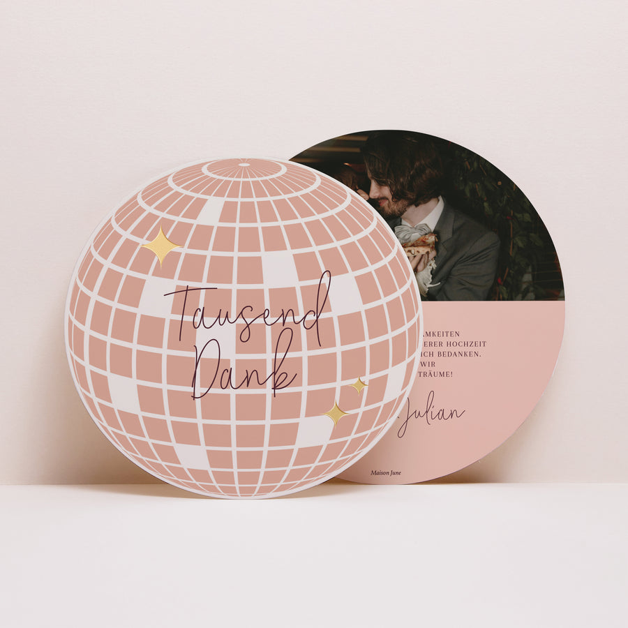 Dankeskarte Hochzeit Rund Disco-Kugel foto
