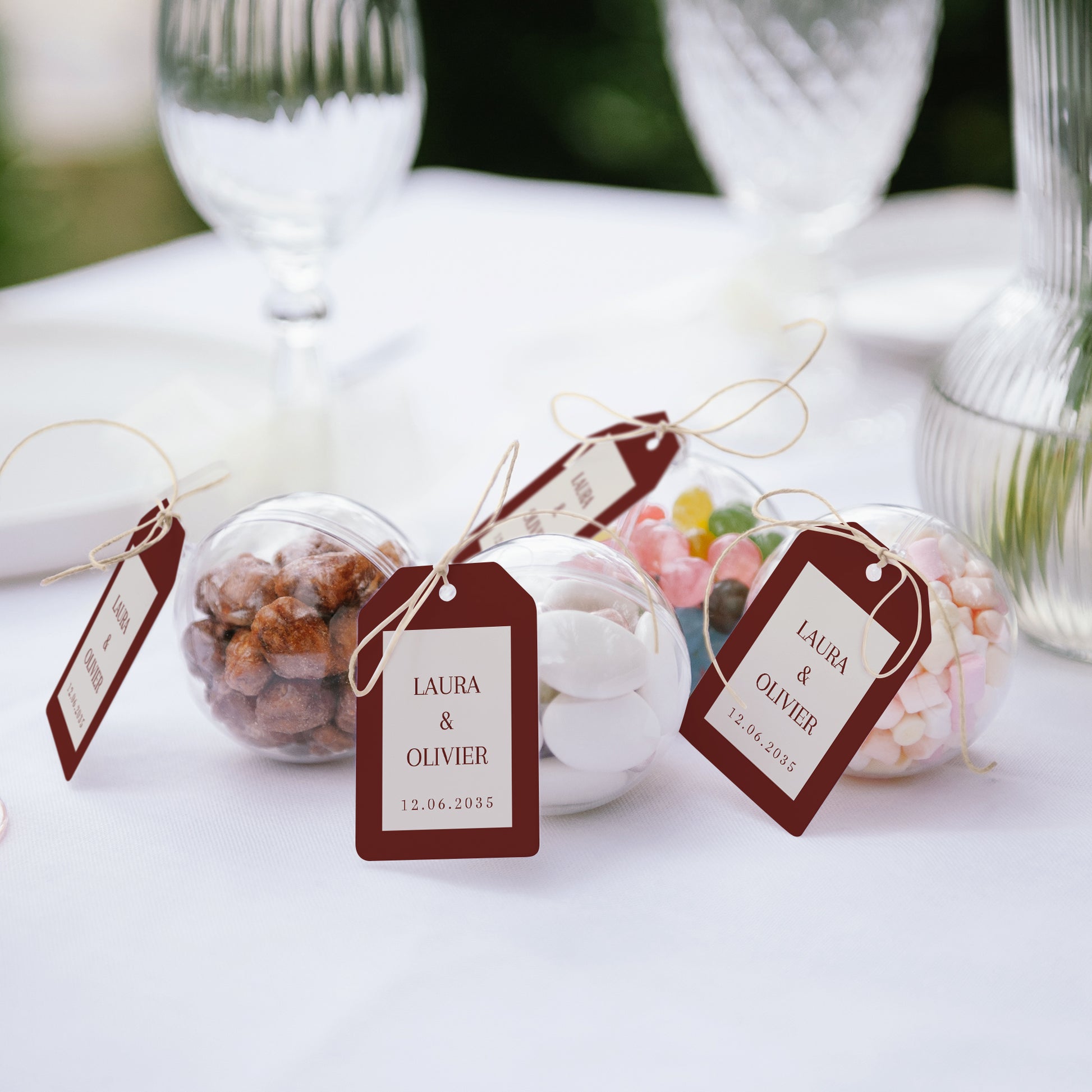 Geschenkbox Hochzeit Ball mit Wimpel-Etikett Altes Geld foto N° 2