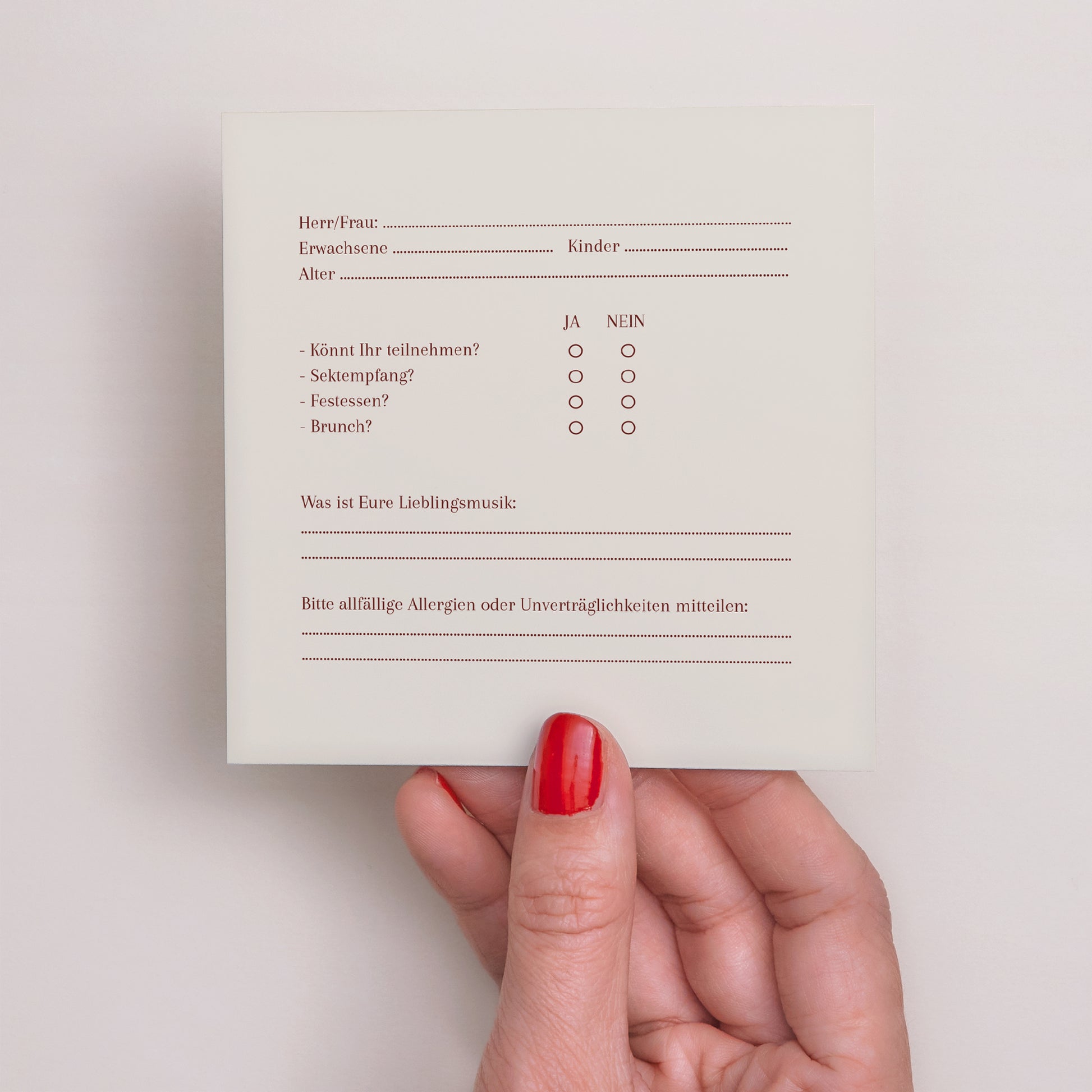 Antwortkarte Hochzeit Quadrat Altes Geld foto N° 3