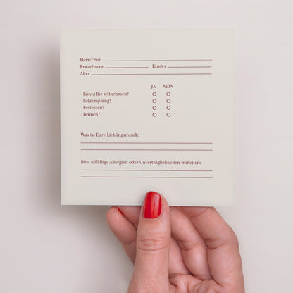 Antwortkarte Hochzeit Quadrat Altes Geld foto N° 3