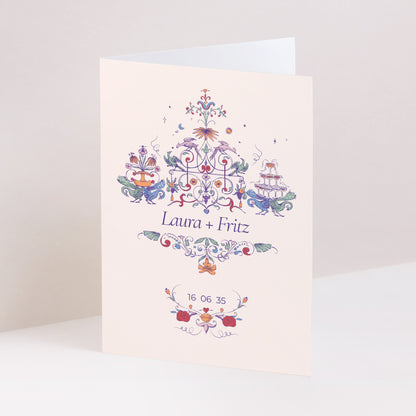 Hochzeitseinladung Doppelflügelporträt Liebesdekorum foto N° 1