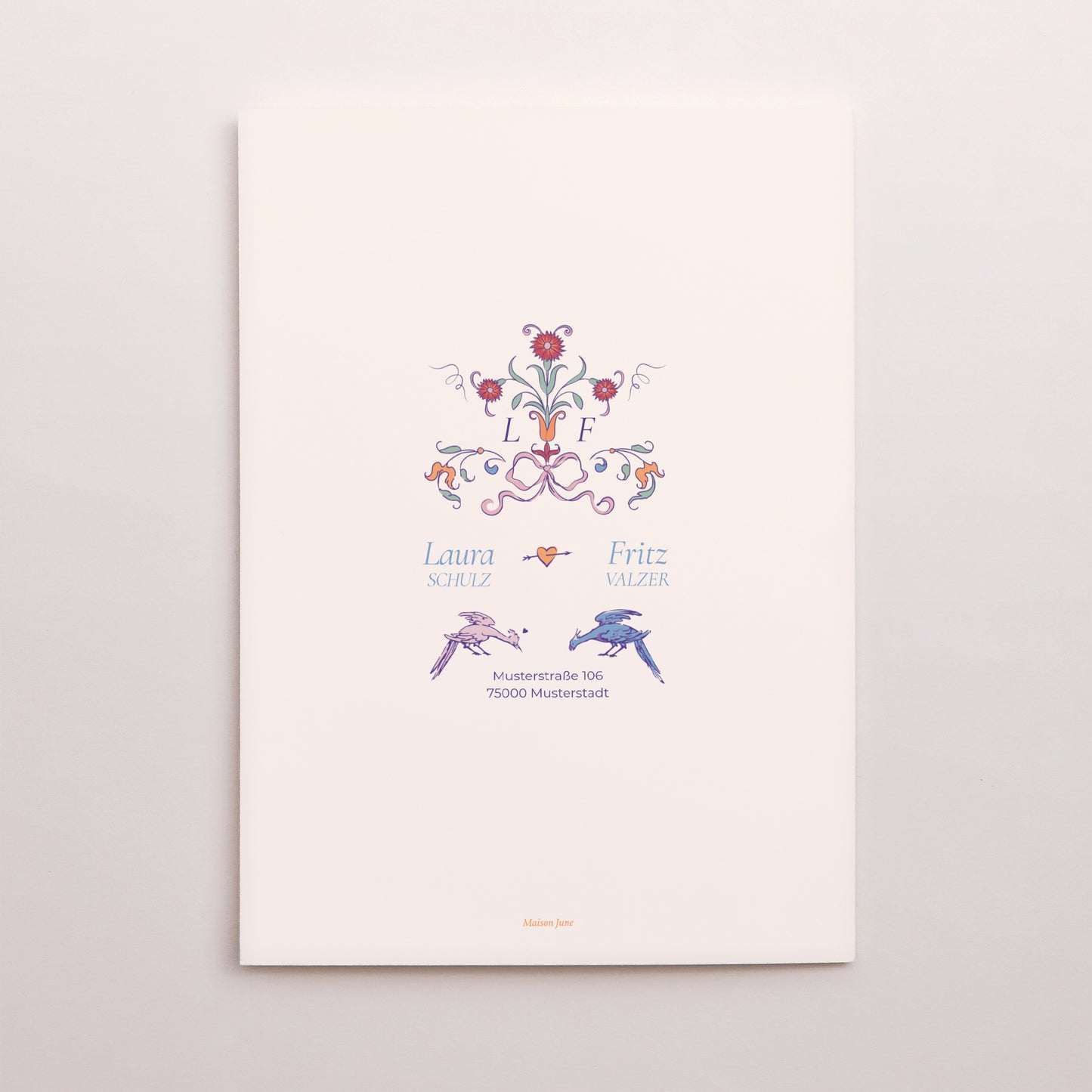 Hochzeitseinladung Doppelflügelporträt Liebesdekorum foto N° 3