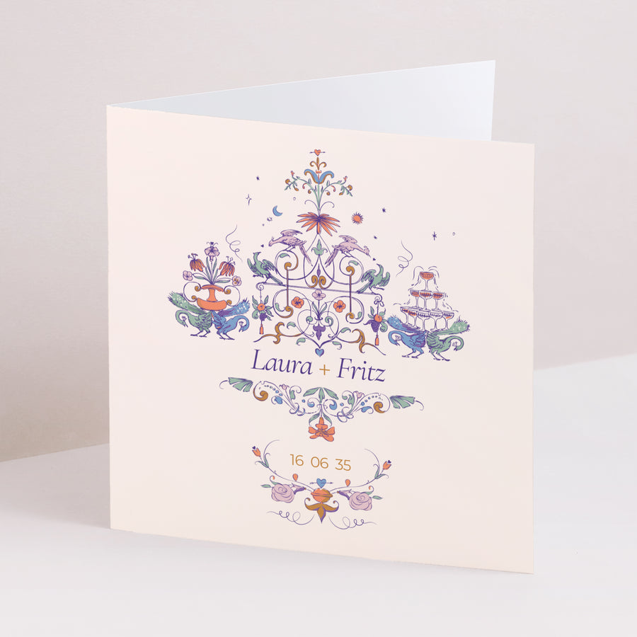 Hochzeitseinladung Doppelflügelfenster Liebesdekorum foto