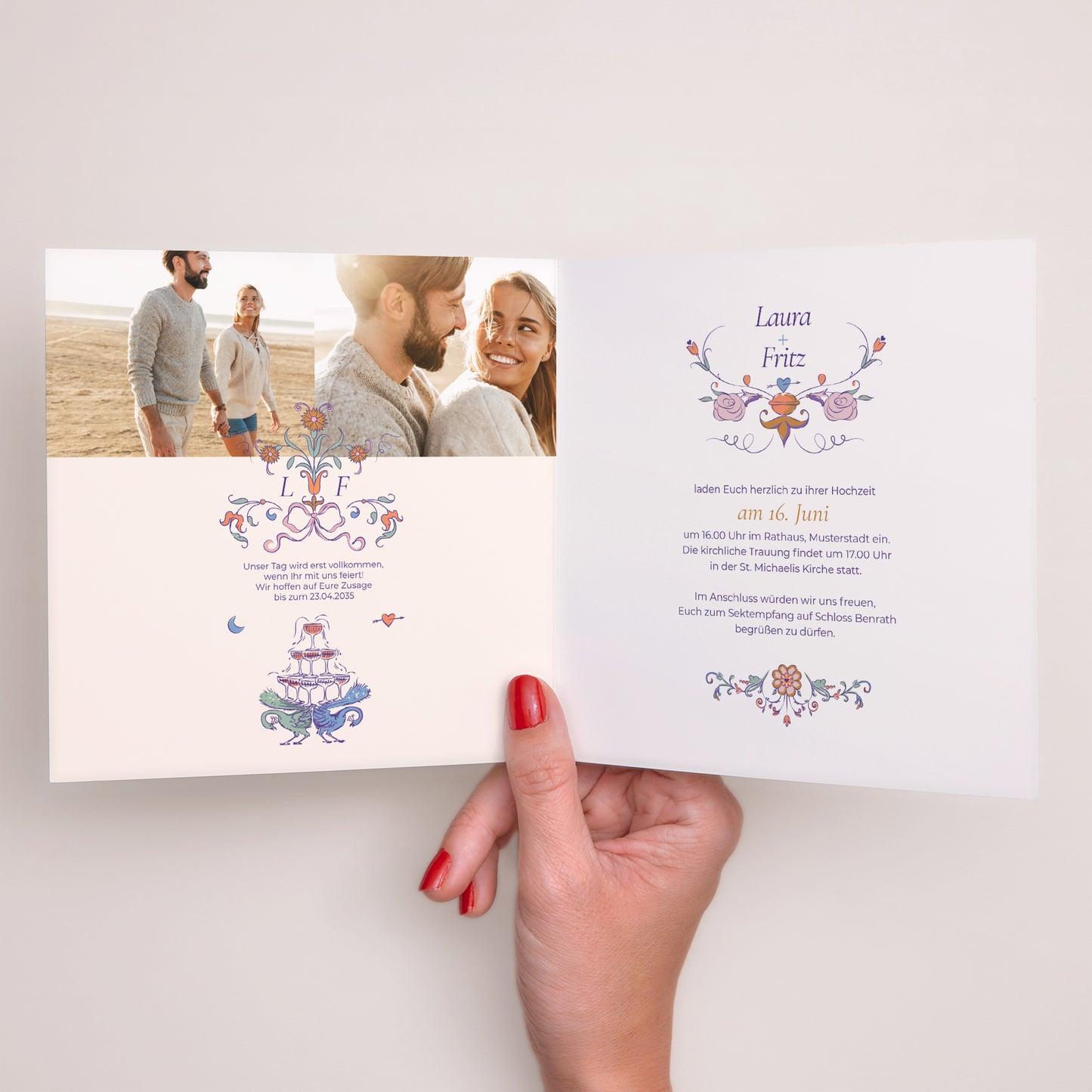 Hochzeitseinladung Doppelflügelfenster Liebesdekorum foto N° 2