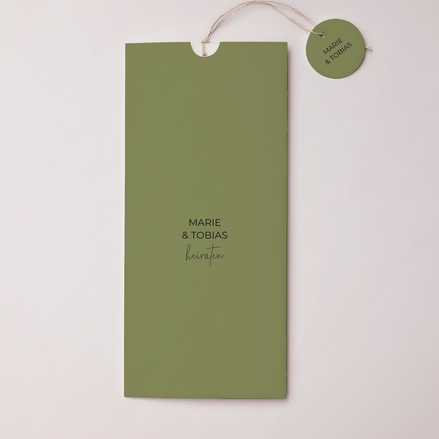 Hochzeitseinladung Portrait-Hülle 2 Karten, Etikett Alles grün foto N° 1