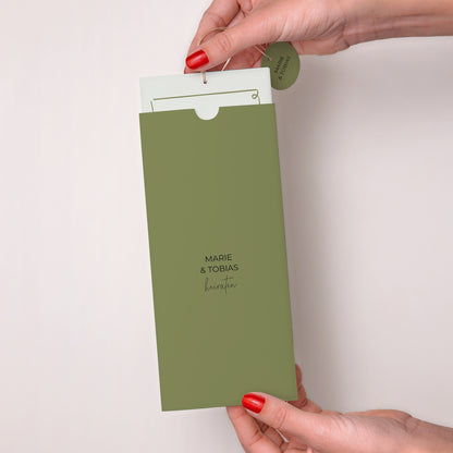 Hochzeitseinladung Portrait-Hülle 2 Karten, Etikett Alles grün foto N° 2