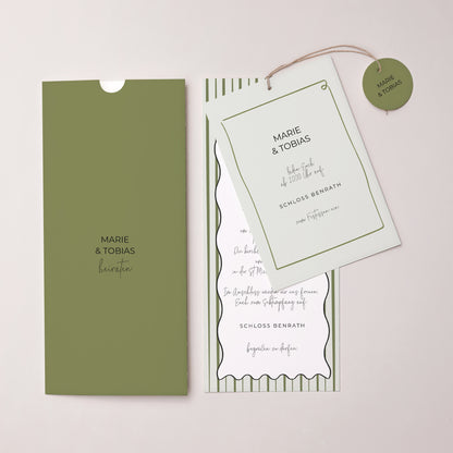 Hochzeitseinladung Portrait-Hülle 2 Karten, Etikett Alles grün foto N° 3