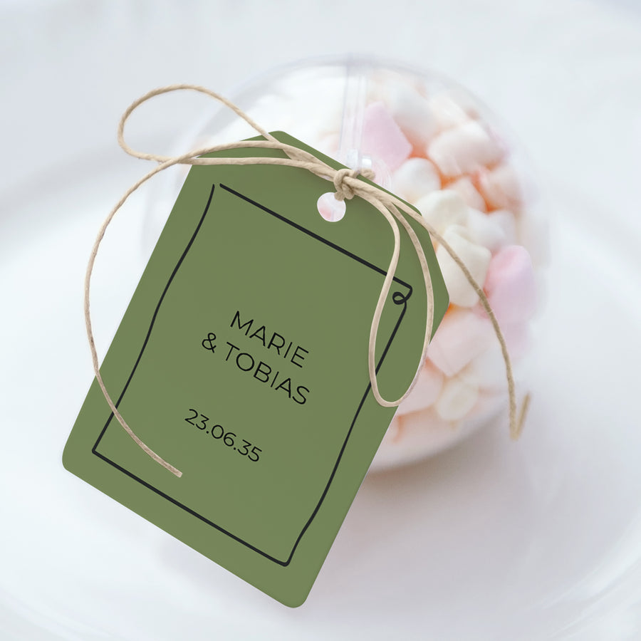 Geschenkbox Hochzeit Ball mit Wimpel-Etikett Alles grün foto