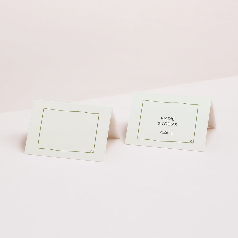 Tischkarten Hochzeit Quer Alles grün foto