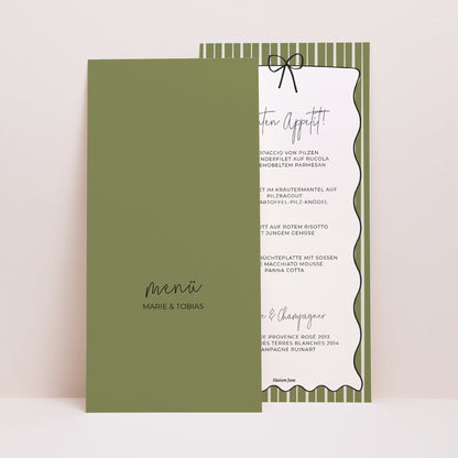 Menükarte Hochzeit Panoramatisches Porträt Alles grün foto N° 1