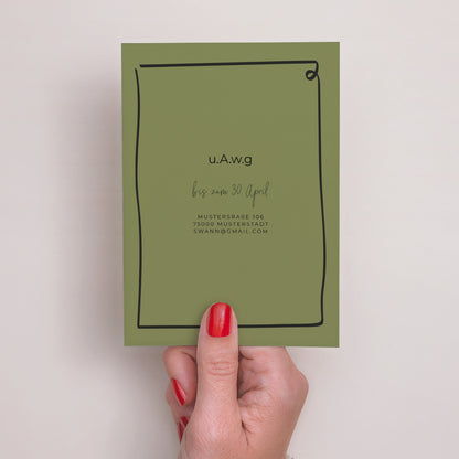 Einladungskarte Hochzeit Porträt Alles grün foto N° 3