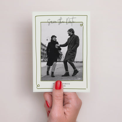 Save the date Karte Hochzeit Porträt Alles grün foto N° 2