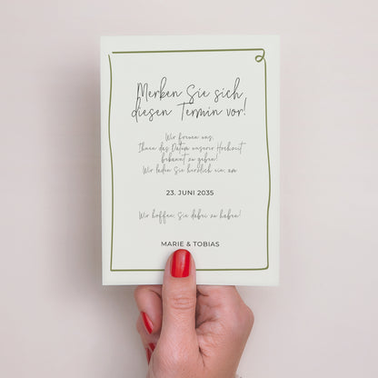 Save the date Karte Hochzeit Porträt Alles grün foto N° 3