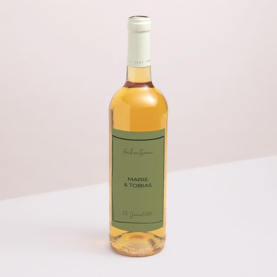 Flaschenetikett Hochzeit Porträt Alles grün foto