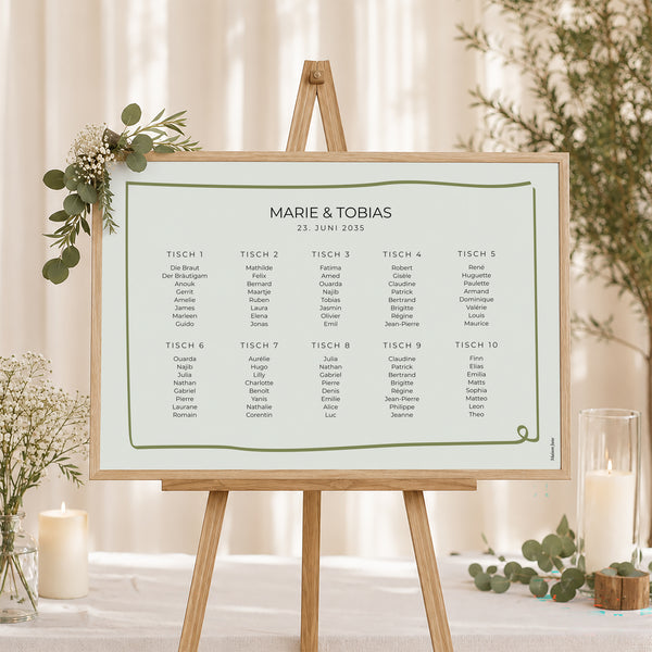Sitzplan Hochzeit Landschaft 90 x 60 cm Alles grün foto