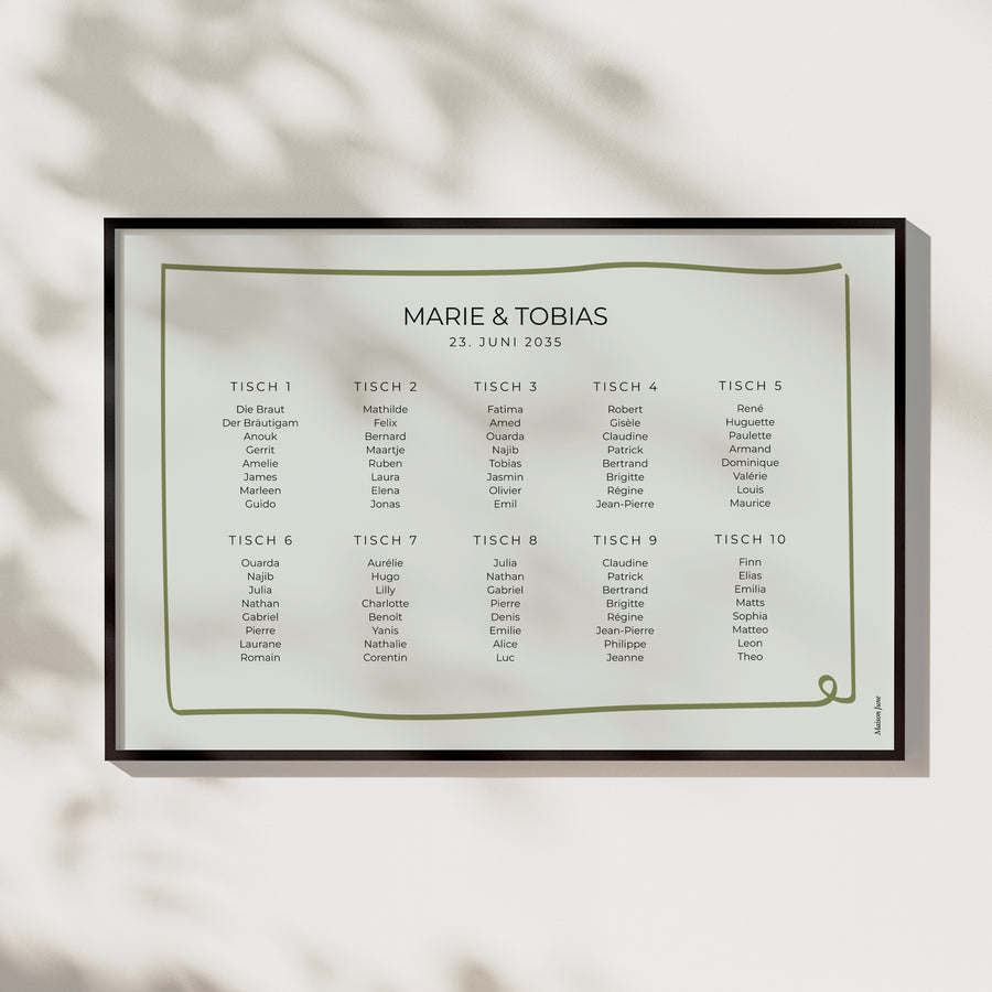 Sitzplan Hochzeit Landschaft 90 x 60 cm Alles grün foto