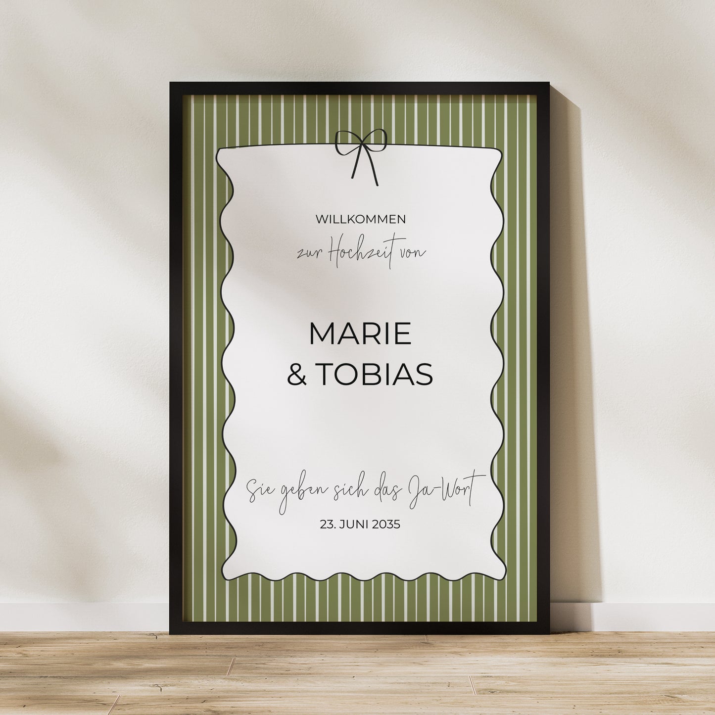 Begrüßungstafel Hochzeit Porträt 60 x 90 cm Alles grün foto N° 1