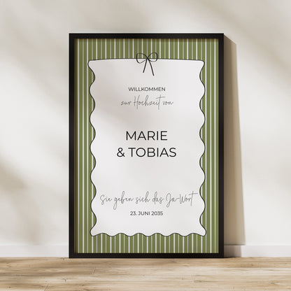 Begrüßungstafel Hochzeit Porträt 60 x 90 cm Alles grün foto N° 1