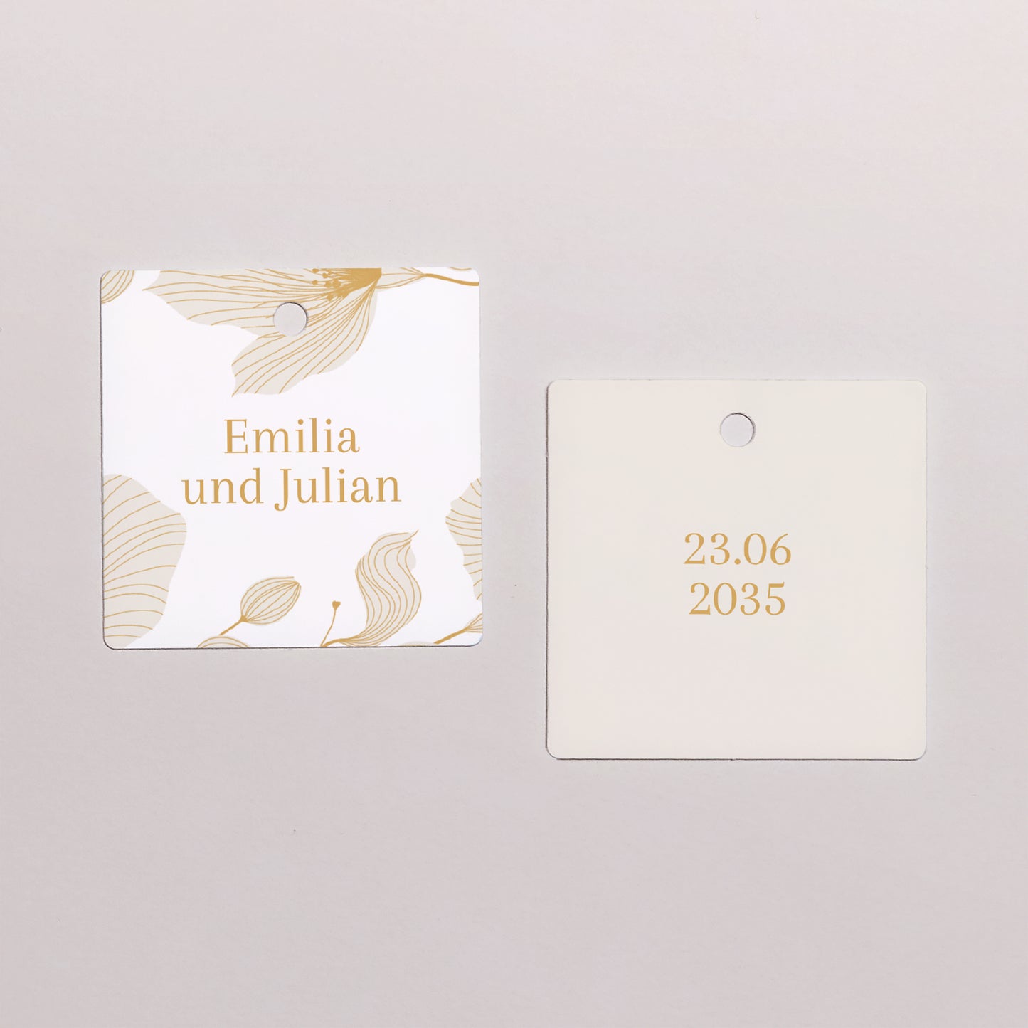 Geschenkbox Hochzeit Kugel mit quadratischem Etikett Linea Botanica foto N° 3