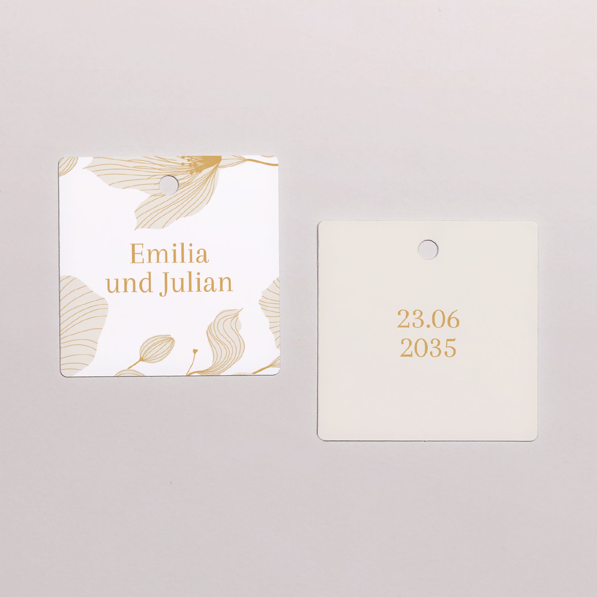 Geschenkbox Hochzeit Kugel mit quadratischem Etikett Linea Botanica foto N° 3