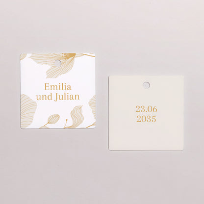 Geschenkbox Hochzeit Kugel mit quadratischem Etikett Linea Botanica foto N° 3