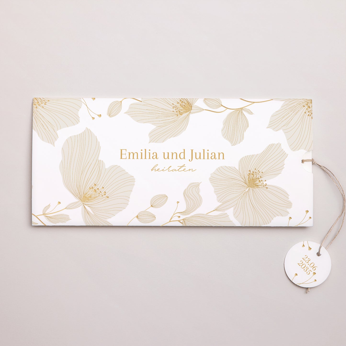 Hochzeitseinladung Mappe 2 Karten, Etikett Linea Botanica foto N° 1