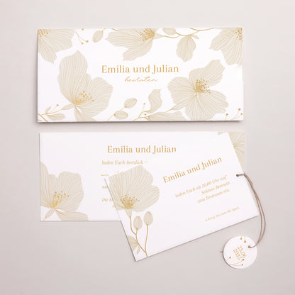 Hochzeitseinladung Mappe 2 Karten, Etikett Linea Botanica foto N° 3