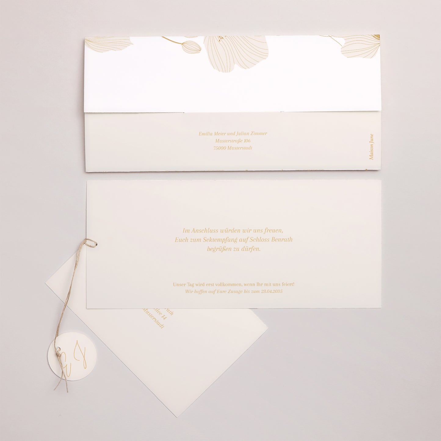 Hochzeitseinladung Mappe 2 Karten, Etikett Linea Botanica foto N° 4
