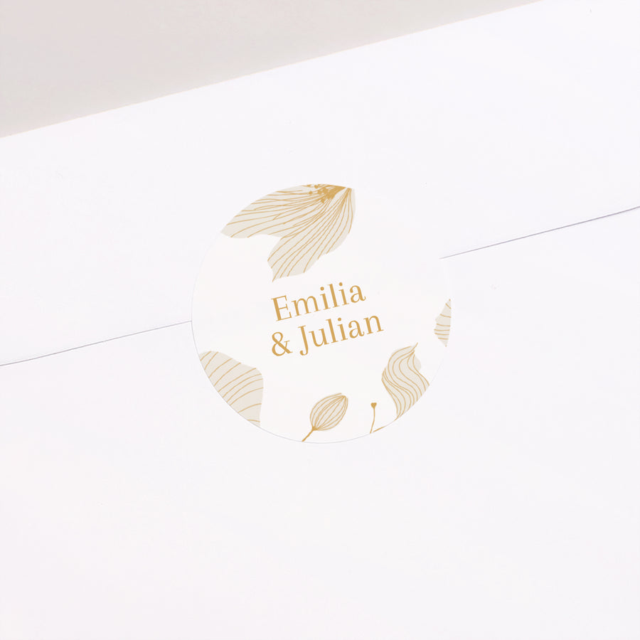 Sticker Hochzeit Rund Linea Botanica foto