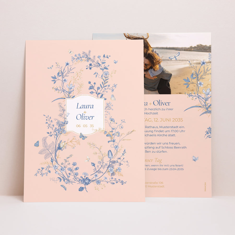 Hochzeitseinladung Porträt Wildkräuter foto