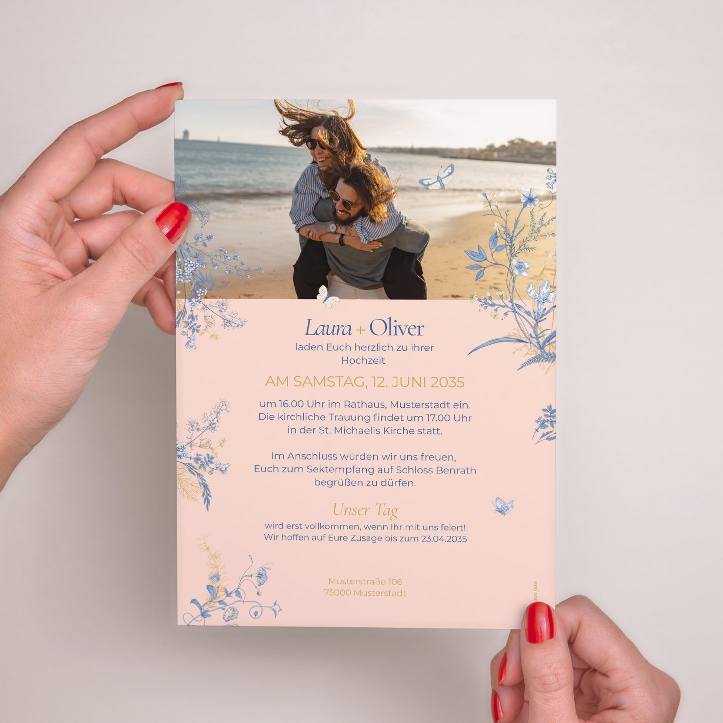 Hochzeitseinladung Porträt Wildkräuter foto N° 3